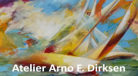 Atelier Arno F. Dirksen mit Gemälden
